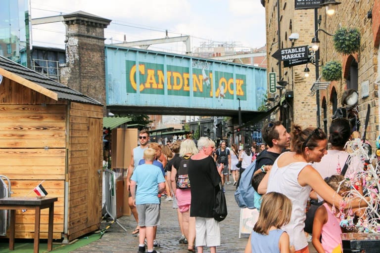 Camden Town London at the end of this canal walk through London