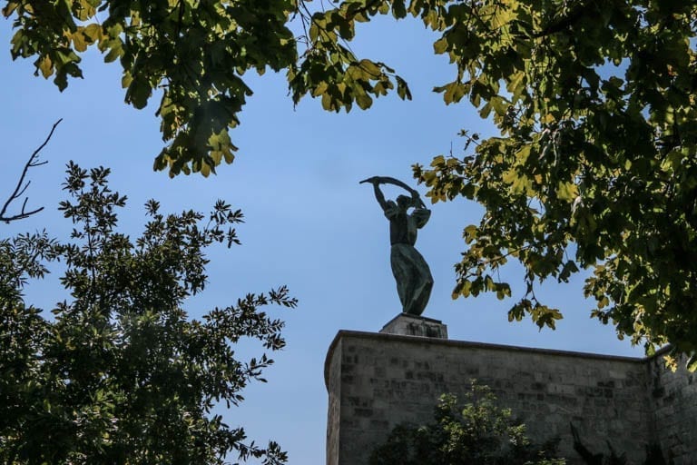 A walking tour of Budapest leads you to Hungary's Liberty Monument at the top of Gellert Hill 