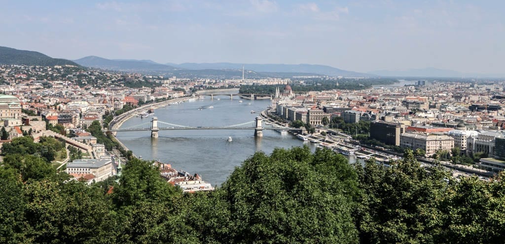 View from Gellert Hill, a stop on a self-guided walking tour of Budapest.