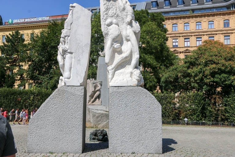 The Monument Against War and Fascism on a walking tour of Hitler's Vienna