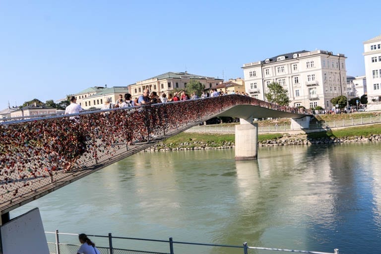 on this walking tour of salzburg cross over a bridge of love locks