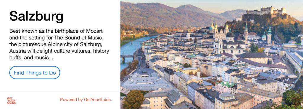 GetYourGuide Advert for Activities in Salzburg