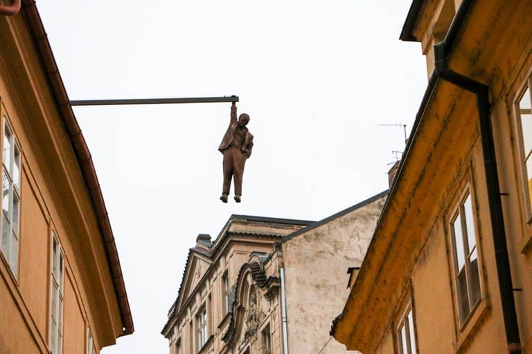 Hanging man in Prague