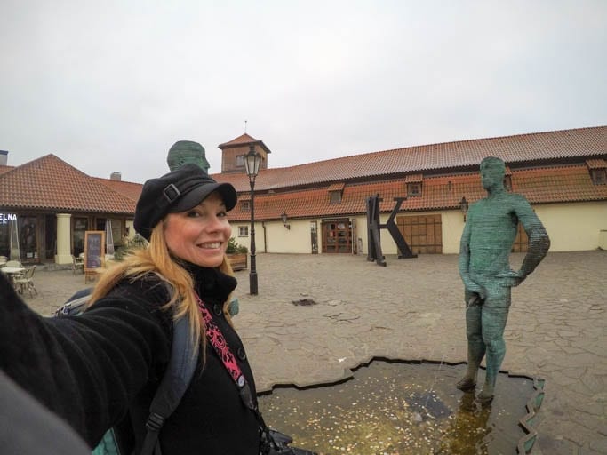 The Piss Sculpture at the Franz Kafka Museum is a must-stop on a walking tour of Prague!