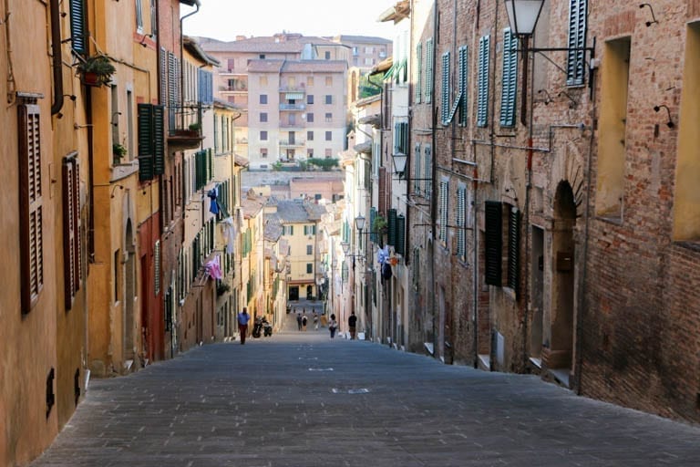 A Siena Street, a Medieval city in Tuscany that has the perfect sandwich.