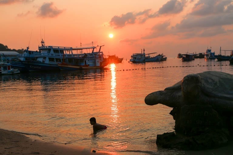 Sunset on Koh Tao in Thailand