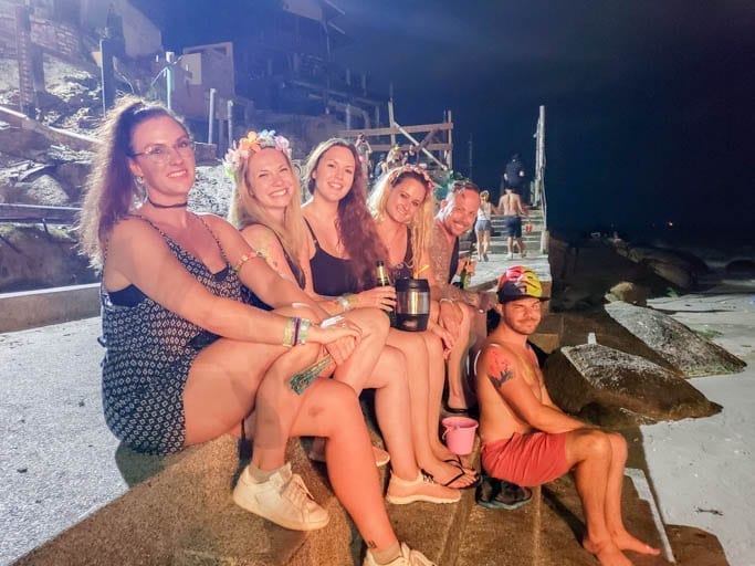 Making friends at the Full-Moon Party in Thailand