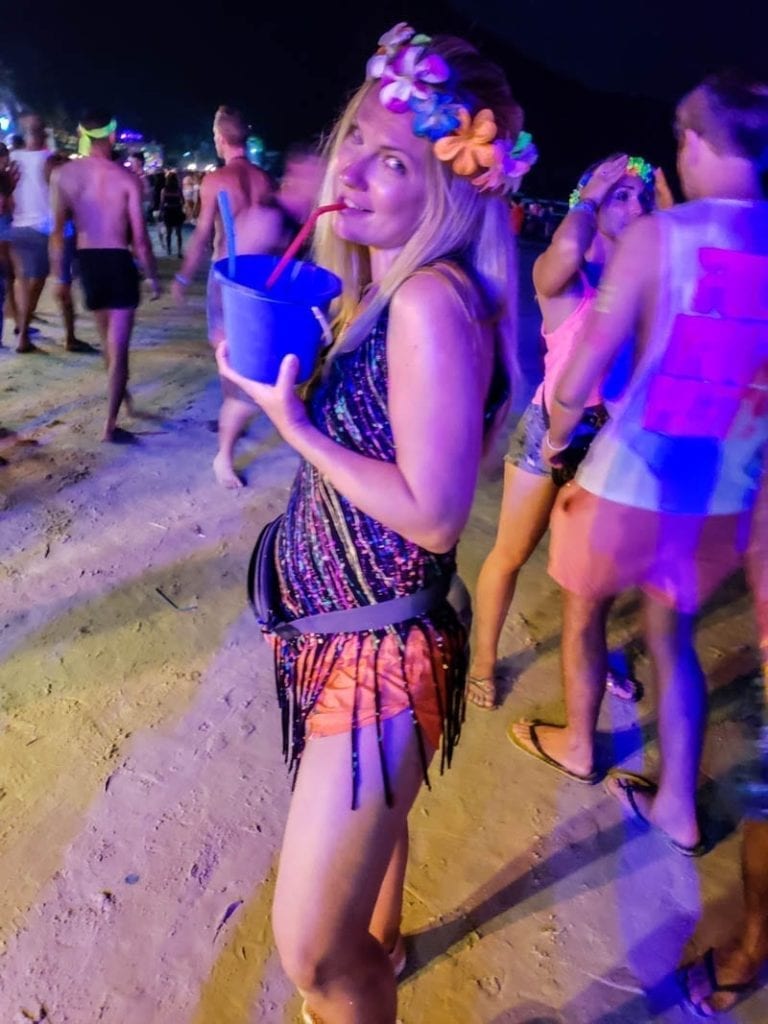 Bucket of booze at Thailand's Full Moon Party