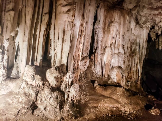 Stalactites at Tham Lot near the Cave Lodge in Thailand