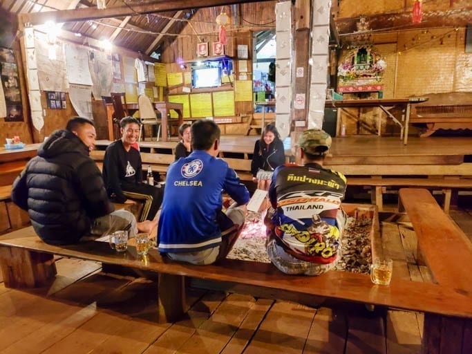 A camp fire at the Cave Lodge in Thailand.