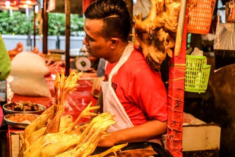 The meat market on a Malaysian street food tour of Kuala Lumpur