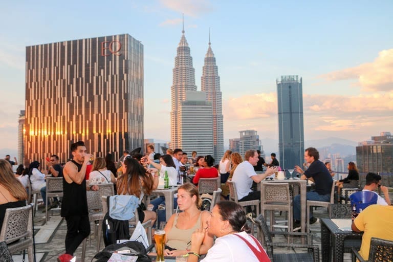 The Heli Lounge in Kuala Lumpur allows you to learn the city at sunset