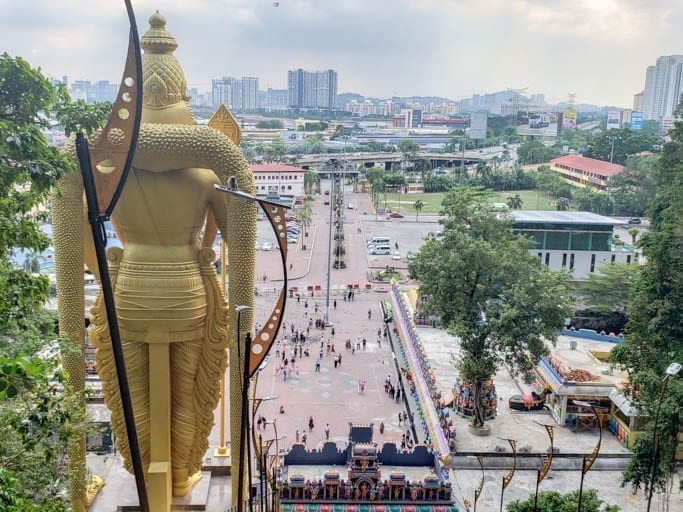 View from top of Batu Caves on a Kuala Lumpur itinerary for 24 hours in the city