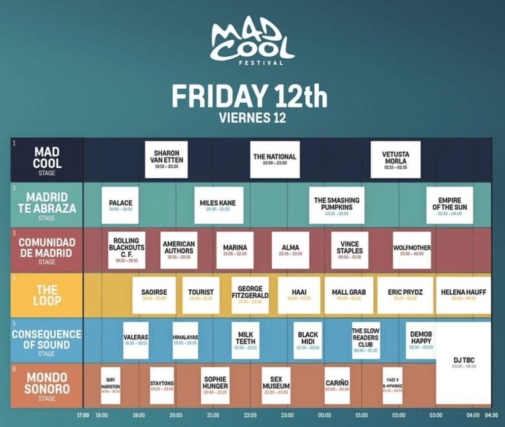 Mad Cool Friday 2019 Line-Up