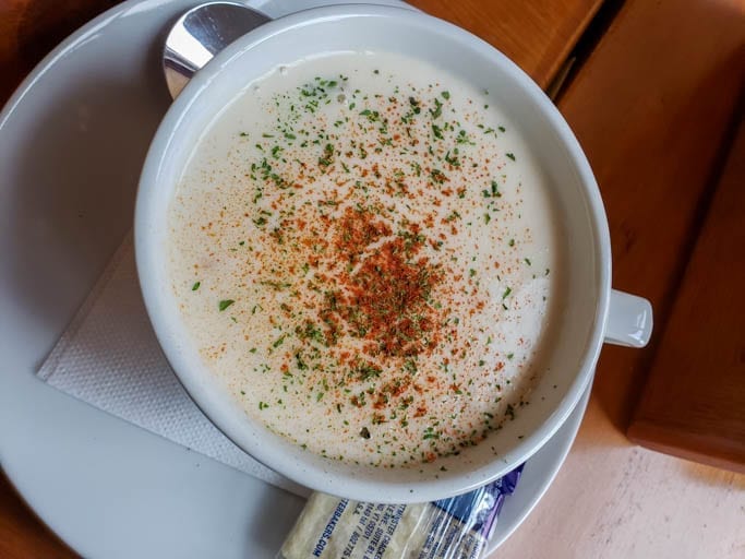 Clam Chowder at Morris' Fireside Restaurant in Cannon Beach Oregon.