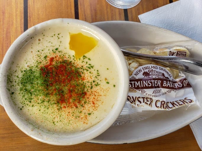 Clam chowder at the Driftwood in Cannon Beach, Oregon.