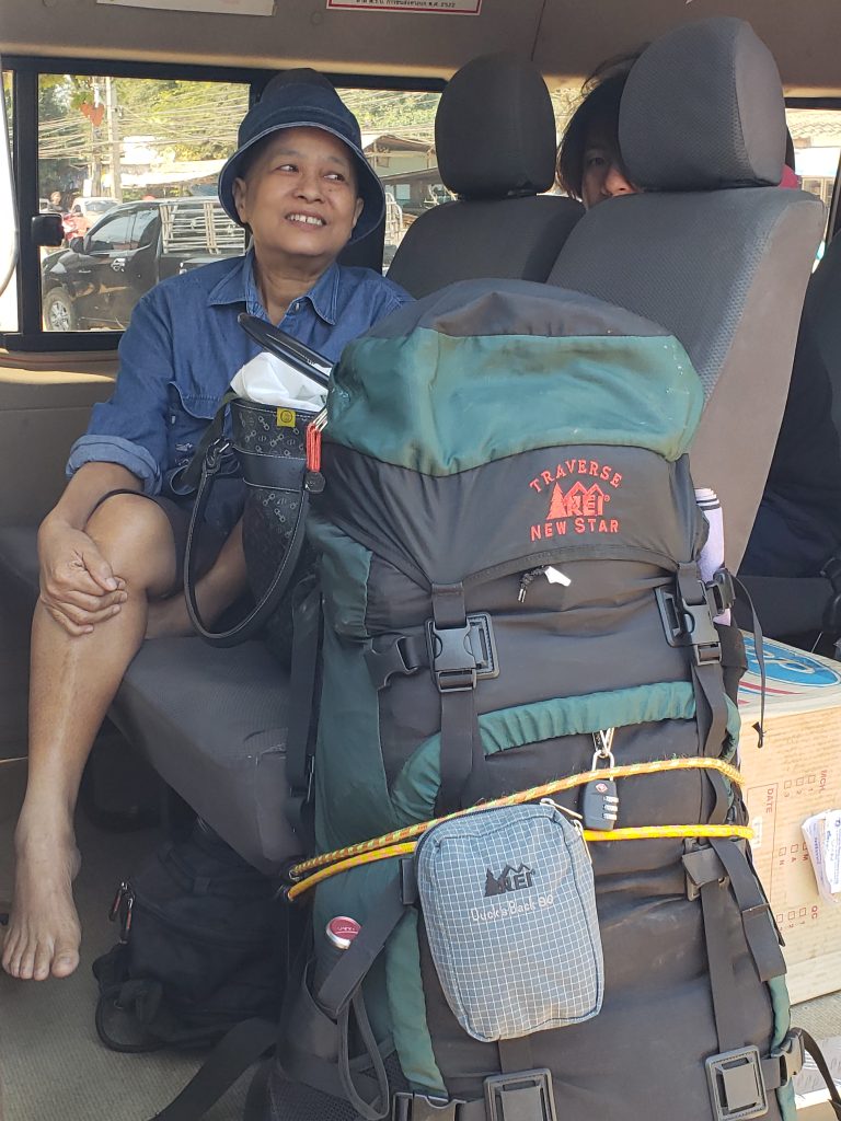 solo traveling in thailand with a backpack that is way too big