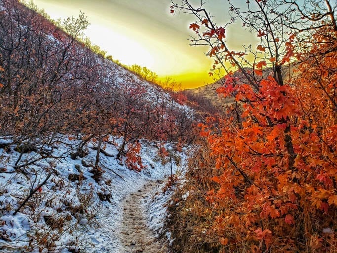 Living Room Lookout Trail with snow and fall colors