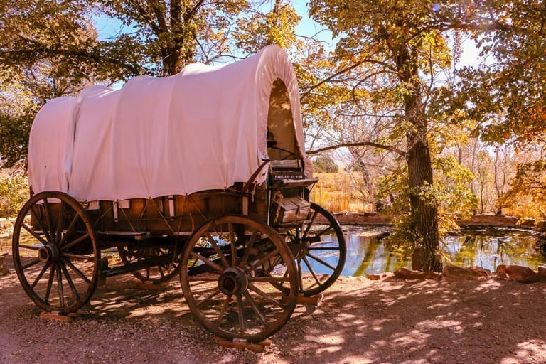 a covered wagon at Pipe Spring National Monument