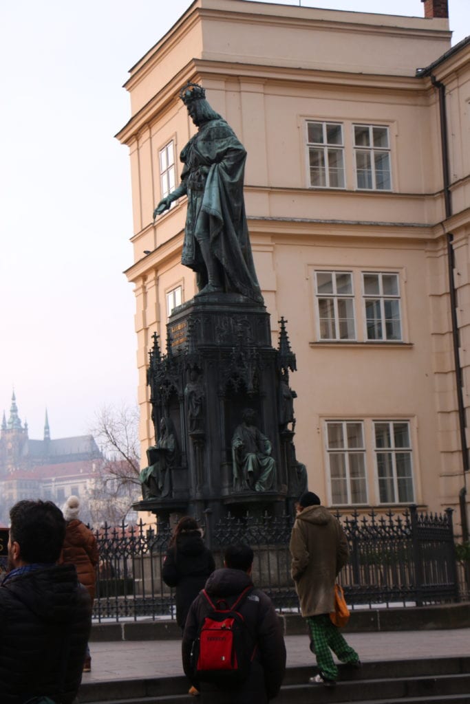 Is Charles peeing on the tourist crowds in Prague?