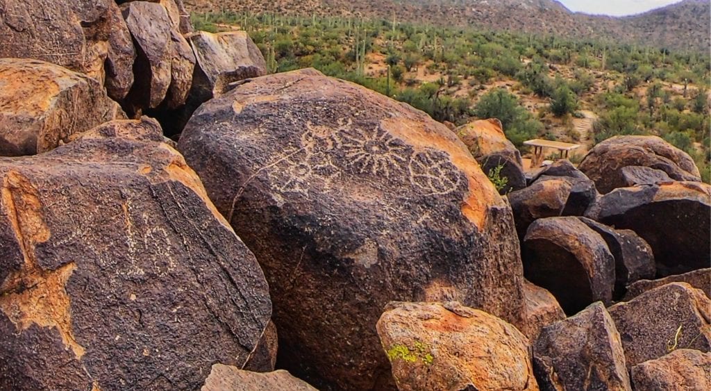 petroglyphs at Signal Trail in the Sonoran Desert