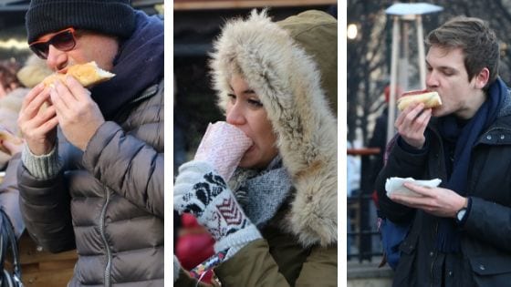 tourist crowds eating in Prague