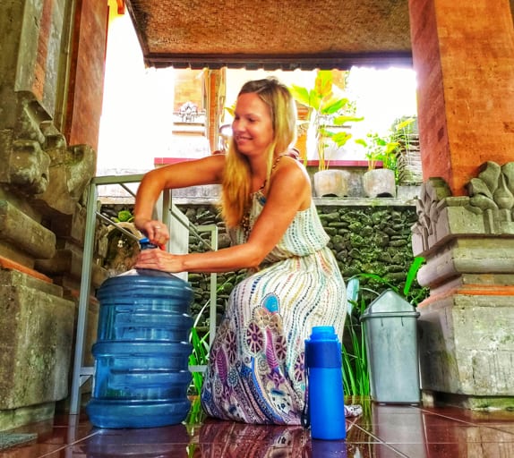 This five-gallon water jug helped me travel without plastic water bottles for a month in Bali!