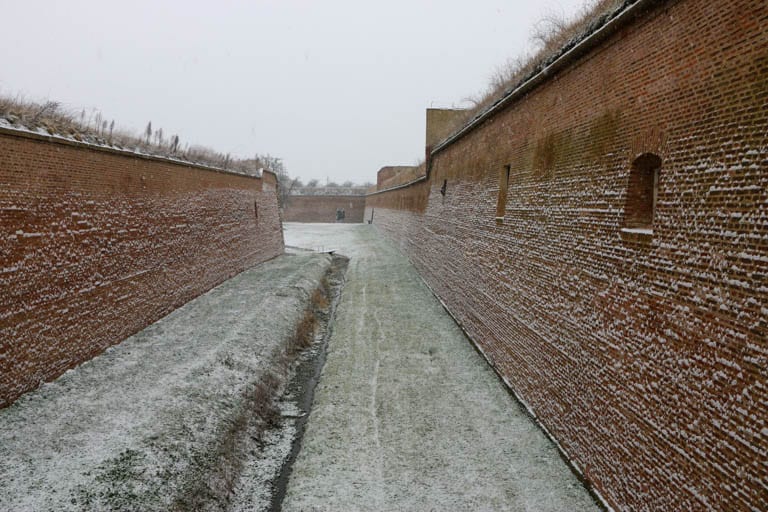 Bullet holes in the walls at the Terezin concentration camp