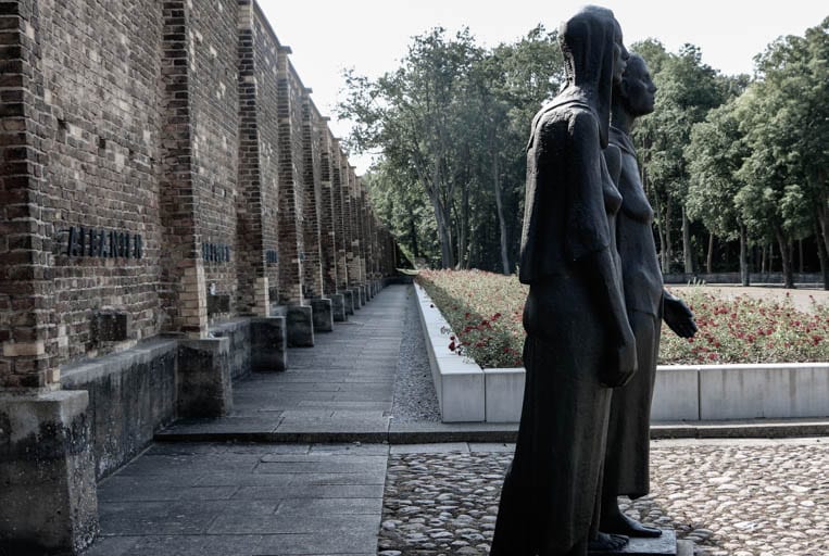 The shooting wall for executions at the Ravensbrück Concentration Camp is now a memorial