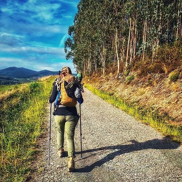 a woman hiking the camino de santiago