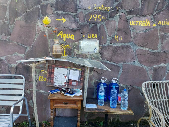 A credential stamping station on the Camino del Norte