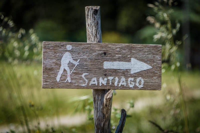 Sign to Santiago on the Camino del  Norte