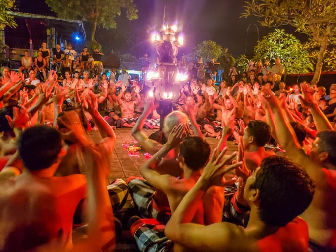 Men chanting during the Kecak Fire Dance