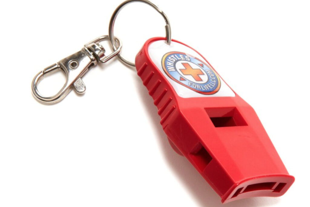 an emergency whistle is part of every hiking survival kit