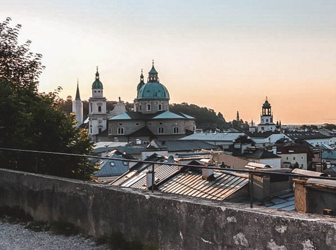 Sunset on a walking tour of Salzburg