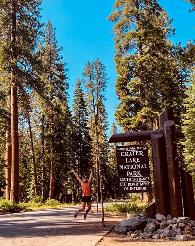 the entry sign is a stop on any visit to crater lake