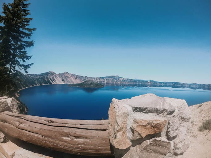 Crater Lake with Wizard Island in the Background