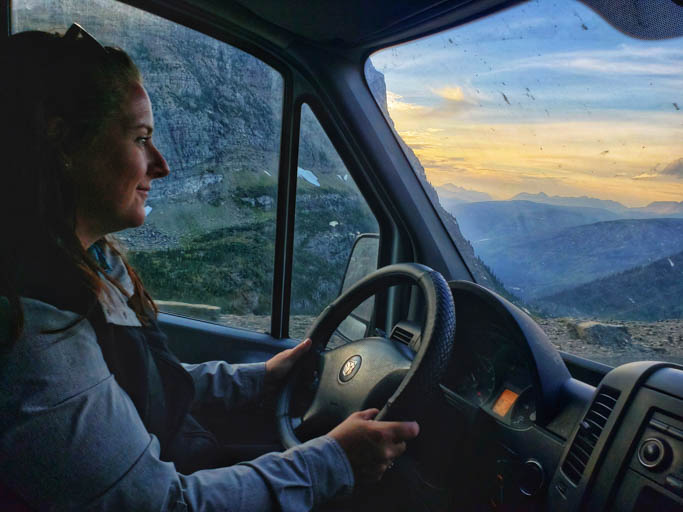 Van life on the Going-to-the-Sun Road at Glacier National Park