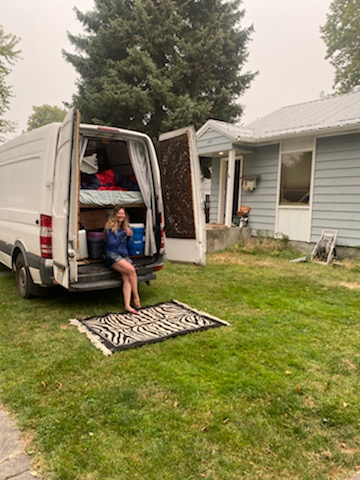 Living in a van in the front yard