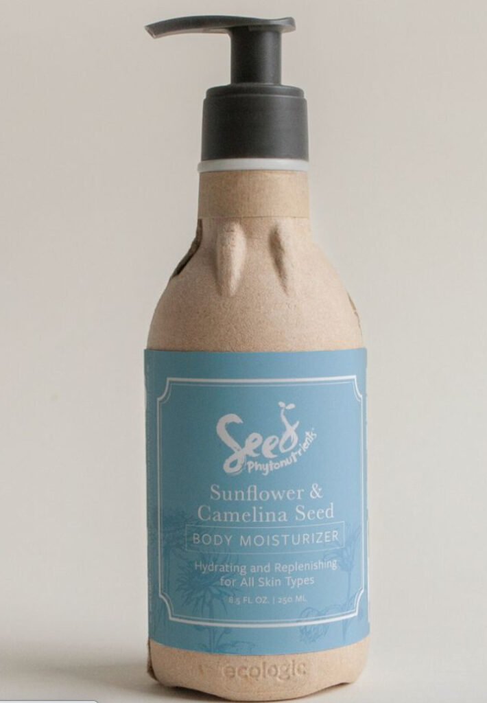 Sustainable Lotion in a paper bottle made by Seed Phytonutrients