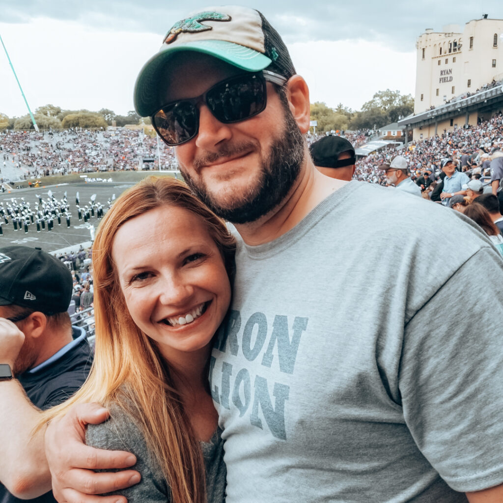 With Jeff at a football game before he was diagnosed with cancer.