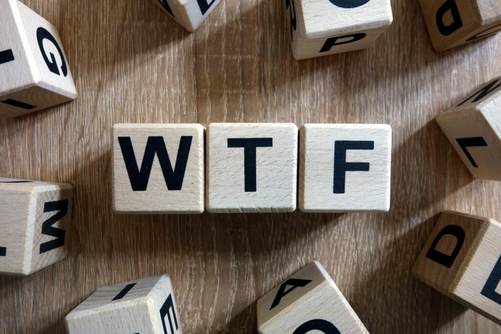 Scrabble letters spell WTF