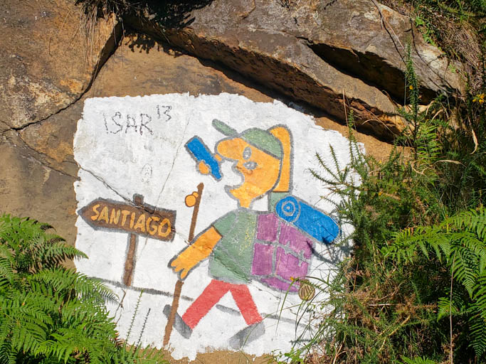 a sign to santiago on the camino