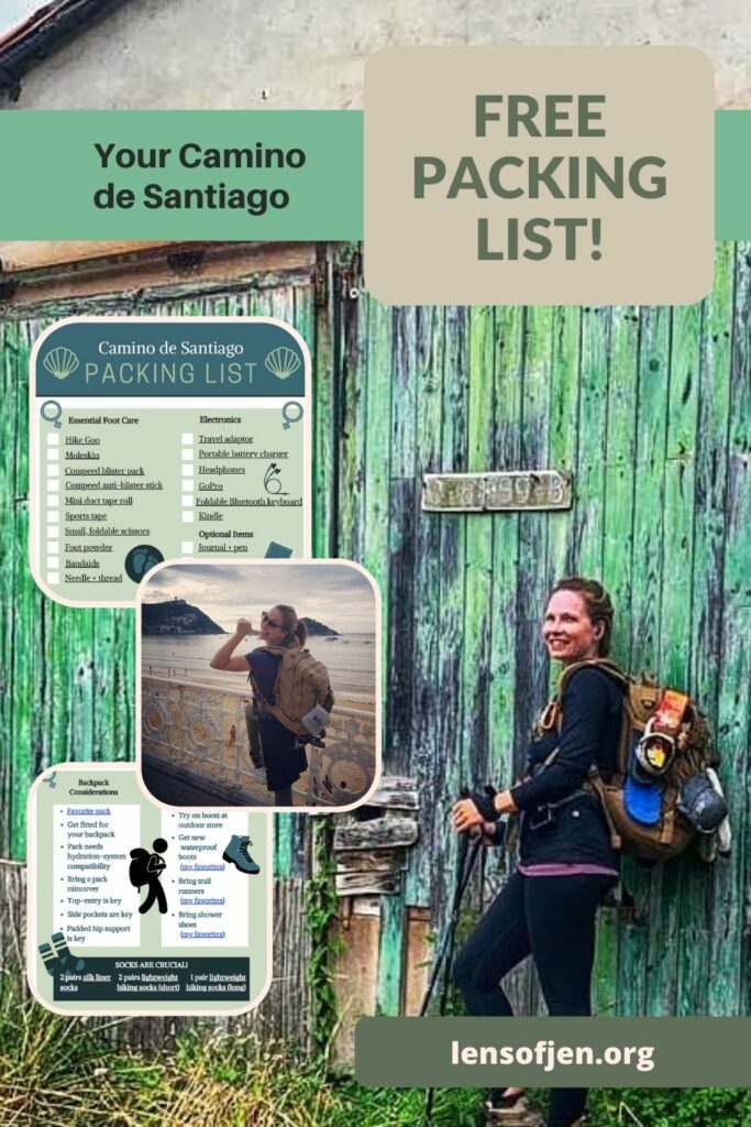 Camino de Santiago packing list pin for pinterest