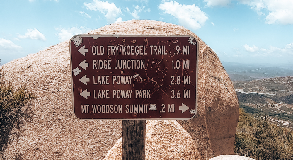 Sign on the Mt Woodson hike