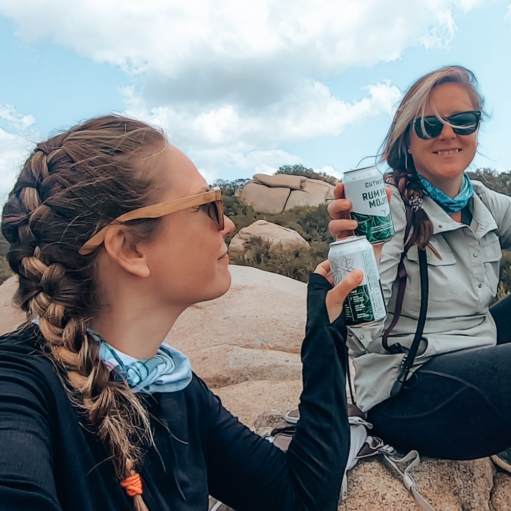 Summit beverage on the mt woodson hike to potato chip rock