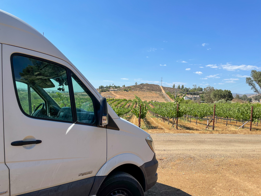 A van near the vineyards of the Ramona Valley Wine Region