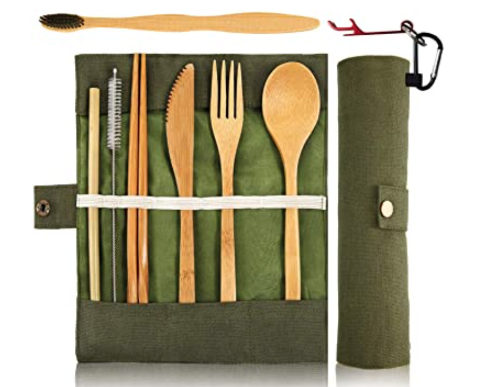 bamboo cutlery set for zero-waste picnic kit