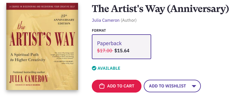 The Artist's Way is a life-changing book for the blocked artist