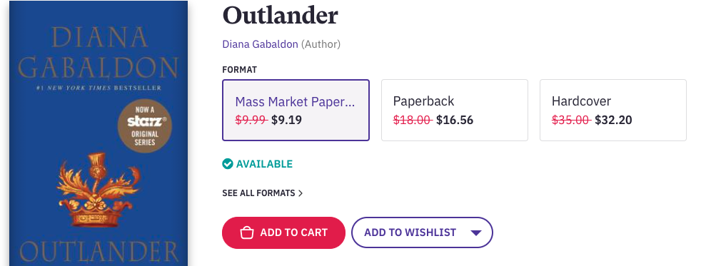 Outlander Advert from Bookshop